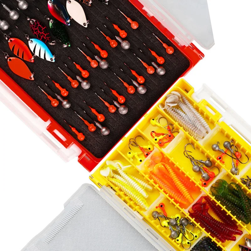 Caja de señuelos de pesca portátil, cajas de cebo de doble capa multifuncionales, caja de almacenamiento de peces de inserción extraíble XA10G - imagen 4