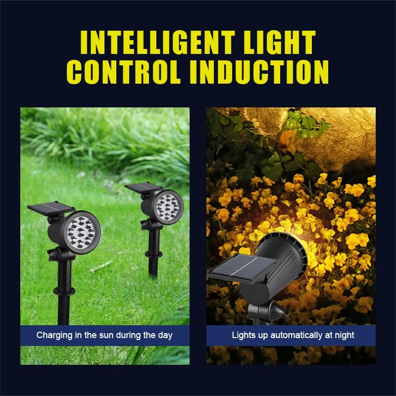 Lámpara alimentada por energía Solar de 1/2 piezas, 9LED, foco Solar ajustable en el suelo, IP65, impermeable, luz de pared para paisaje, iluminación exterior - imagen 3