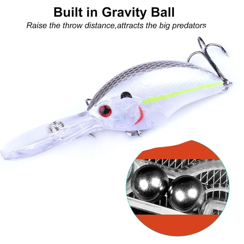 Crank Bait Wobbler Señuelos de Pesca, Señuelos de lubina de buceo profundo con ojos 3D, cebos de Swimbait de superficie dura de 12g para trucha de agua salada - imagen 3