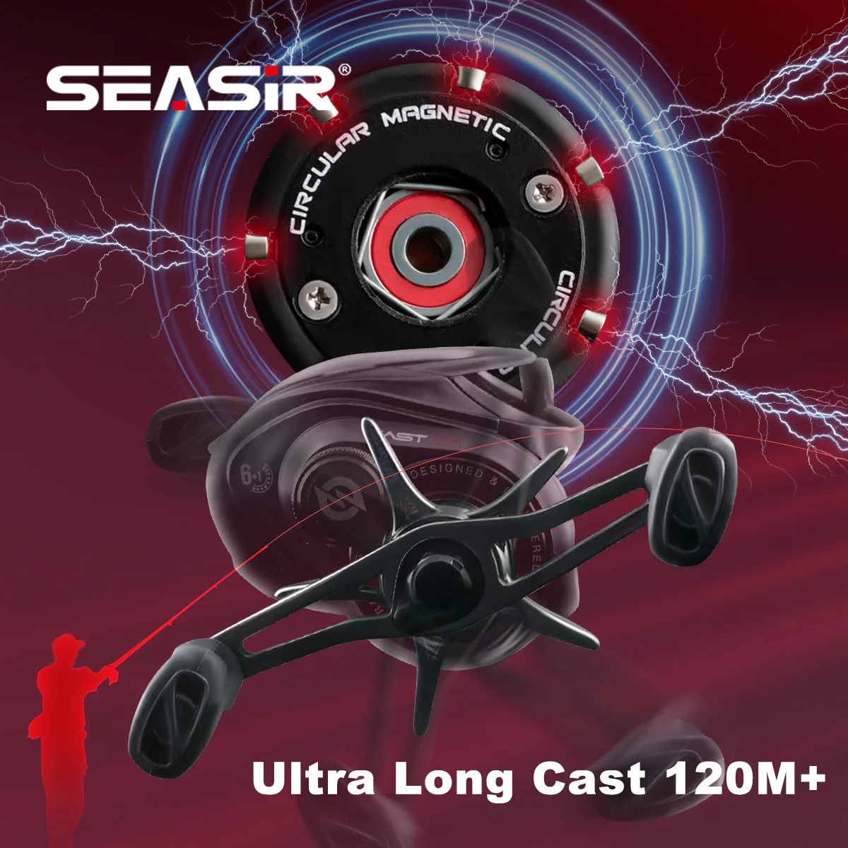 Carrete de pesca SEASIR CAST-X3 Baitcasting ultralargo fundido 120m + nuevo clicker de arrastre carrete de pesca de agua de mar/agua dulce - imagen 4