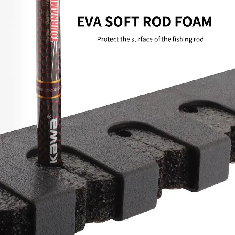 Estantes para caña de pescar, 2 uds., soporte Vertical para caña de pescar de pared, 6 cañas, soporte para caña de pescar ABS respetuoso con el espacio, herramienta de almacenamiento de montaje en pared para Pesca - imagen 5