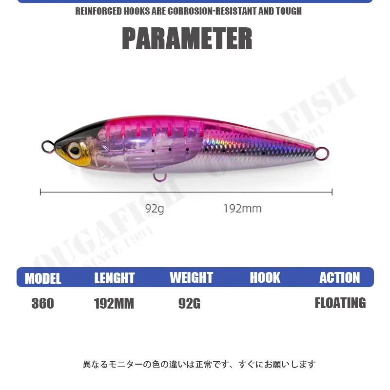 Señuelo de pesca flotante de 92g y 192mm, anzuelo de gran tamaño, Isca, Artificial, para curricán, lubina, atún - imagen 2