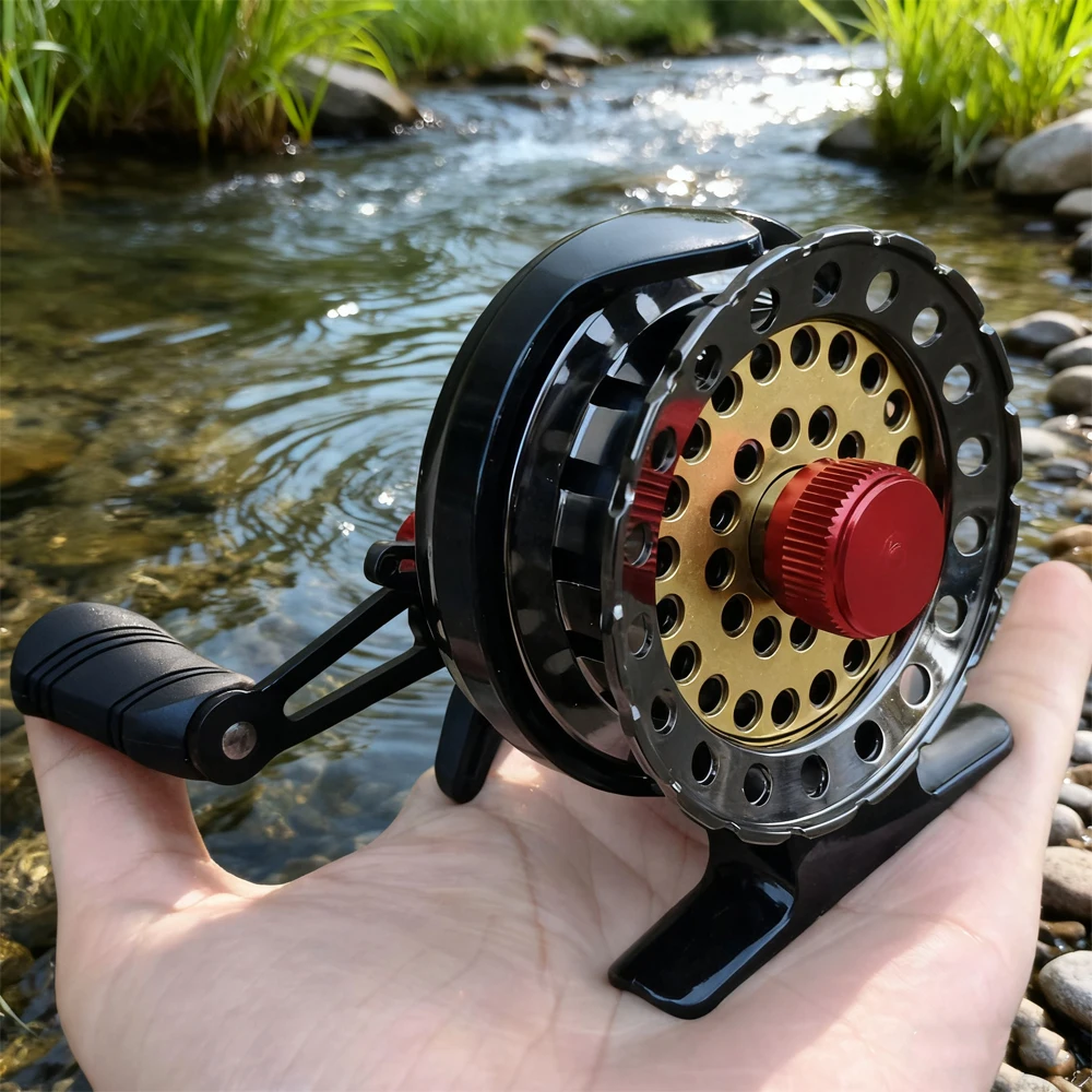 Carrete de pesca de balsa ultraligero, arrastre máximo de 5KG, aparejos de pesca en hielo para invierno al aire libre, línea de Metal ultraligera, rueda de mosca, carrete de pescado - imagen 5