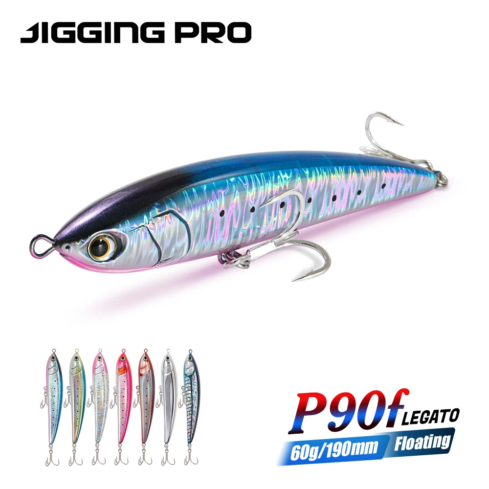 JIGGING PRO Legato 190mm 60g señuelo tipo lápiz flotante pesca en el mar señuelo de pesca en superficie atún Kingfish GT