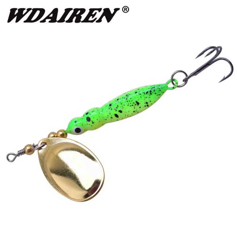 Señuelo de Pesca vibratorio con lentejuelas giratorias, 7cm, 14g, cuchara giratoria, cebo Vib de Metal, anzuelo triple, Wobbler para aparejos de Pesca lubina, 1 ud. - imagen 2
