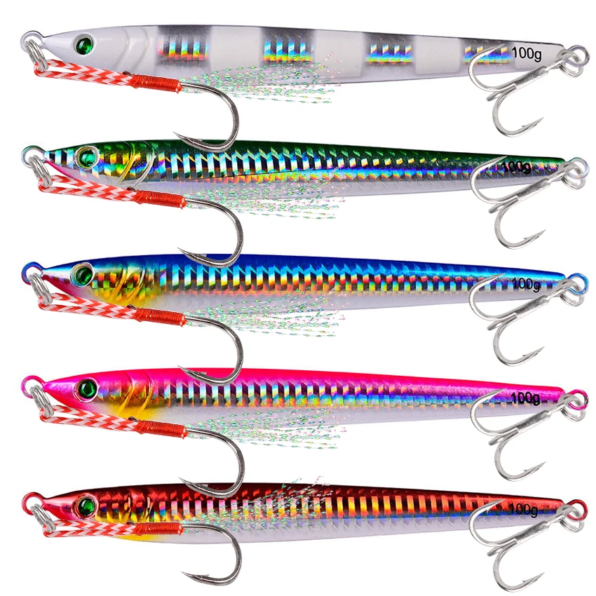 5 uds plantilla de Metal fundido cuchara 40g 60g 80g 100g Shore Casting Jigging pescado lubina señuelo de pesca aparejos de cebo Artificial - imagen 5