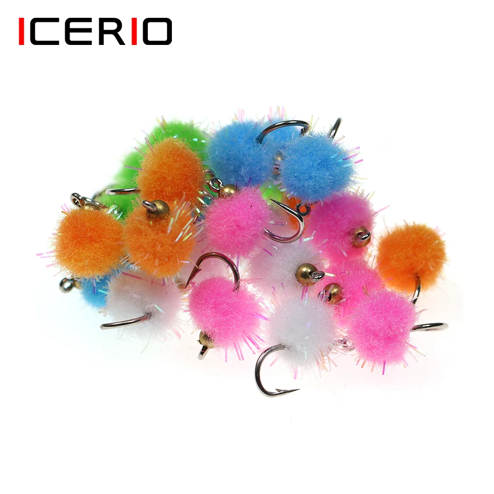 ICERIO 10 Uds latón Beadhead huevo moscas salmón pescado huevos trucha pesca mosca señuelo cebos