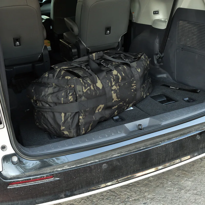 Mochila de equipaje móvil de 80L, bolsas de viaje grandes tácticas para coche, para acampar al aire libre, senderismo, escalada, Handback, gimnasio, fin de semana, mochila de lona - imagen 4