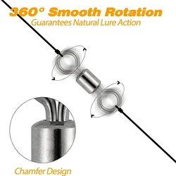 50 Uds. De barril rodante de pesca, broche giratorio de acero inoxidable, Terminal de bagre, accesorios para aparejos para agua dulce y salada