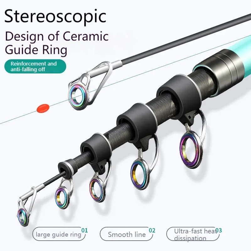 Caña de pescar giratoria telescópica de carbono ultrardura, caña de pescar giratoria de largo alcance, 2,1-4,5 - imagen 5