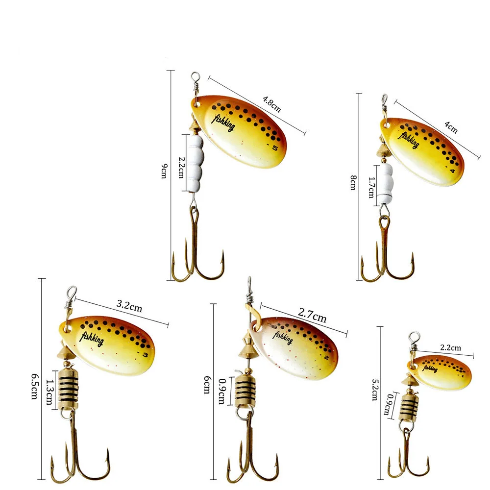 Señuelo de pesca con cebo giratorio, 3,9g, 4,6g, 7,4g, 10,8g, 15g, Spinners giratorios, señuelos tipo cuchara, Lucio de Metal con anzuelos triples, productos de pesca - imagen 5