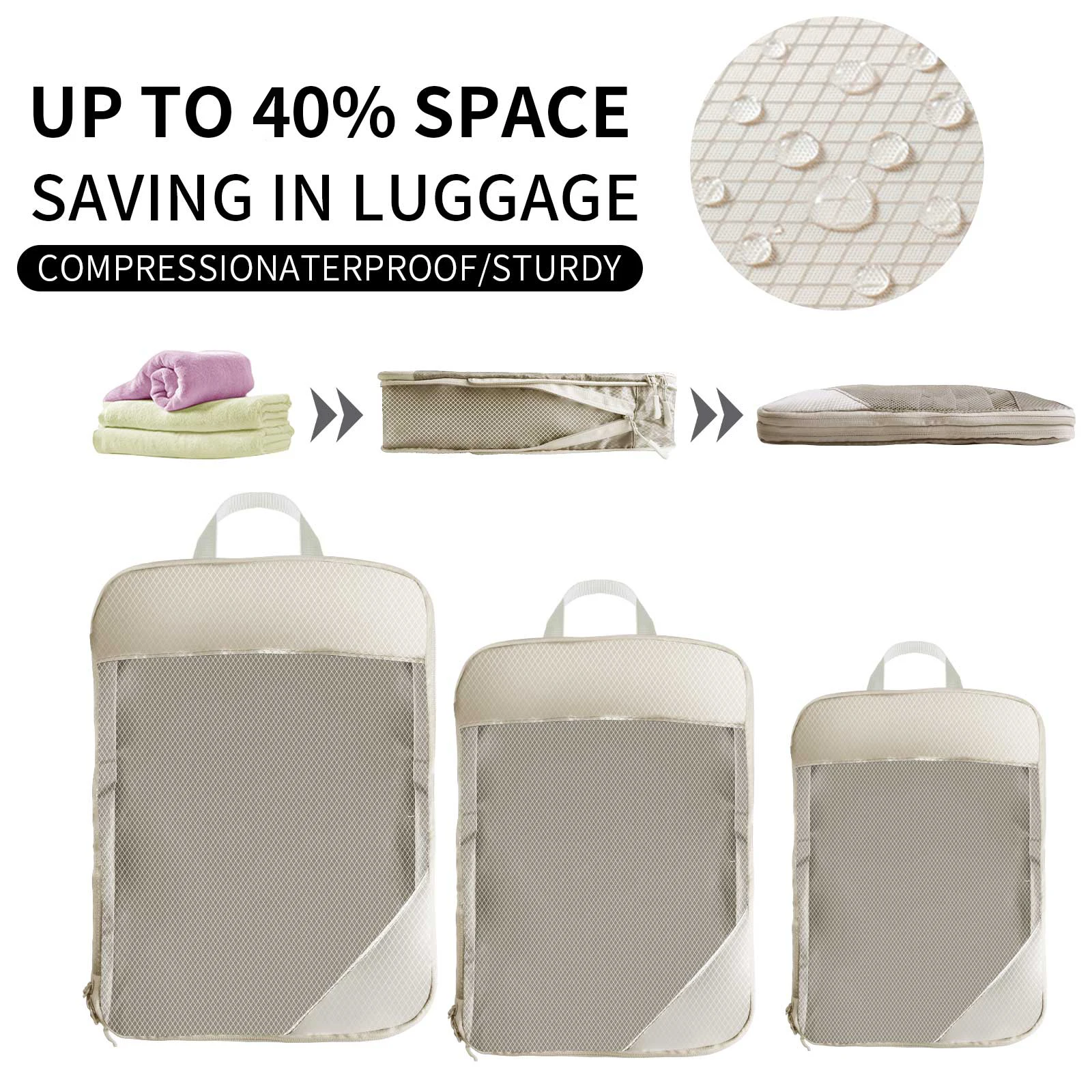 Juego de cubos de embalaje de compresión de 6 uds para cubos de embalaje de viaje bolsas de almacenamiento comprimibles de compresión para llevar y maletas - imagen 2