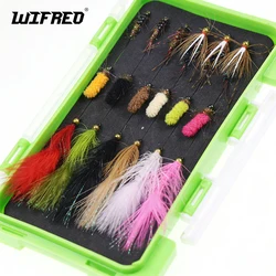Wifreo - Kit de 18 Moscas de Pesca con Anzuelo de Púas, Tipo Woolly Bugger, Mop Fly, Stonefly Nymph, para Pesca de Trucha, Lubina, Panfish, Grayling