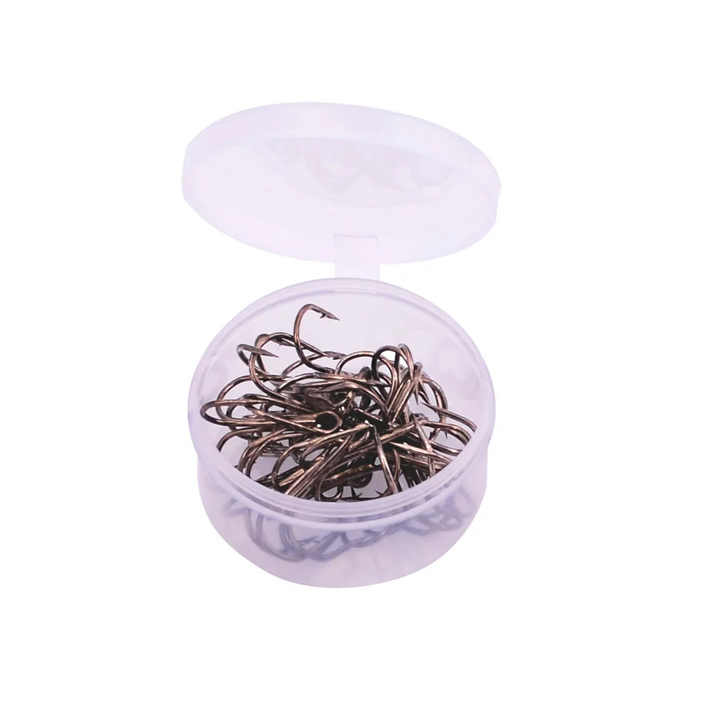 20 unids/caja tres anzuelos Color níquel negro anzuelo 2/4/6/8/10 #   Anzuelo de pesca anzuelos triples de acero rico en carbono aparejos de pesca - imagen 4