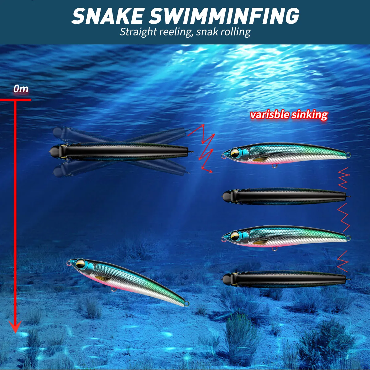 JOHNCOO 110MM 58G Señuelos de pesca con lápiz que se hunden Wobbler Stickbait cebo duro Artificial para pesca de atún marino GT - imagen 2