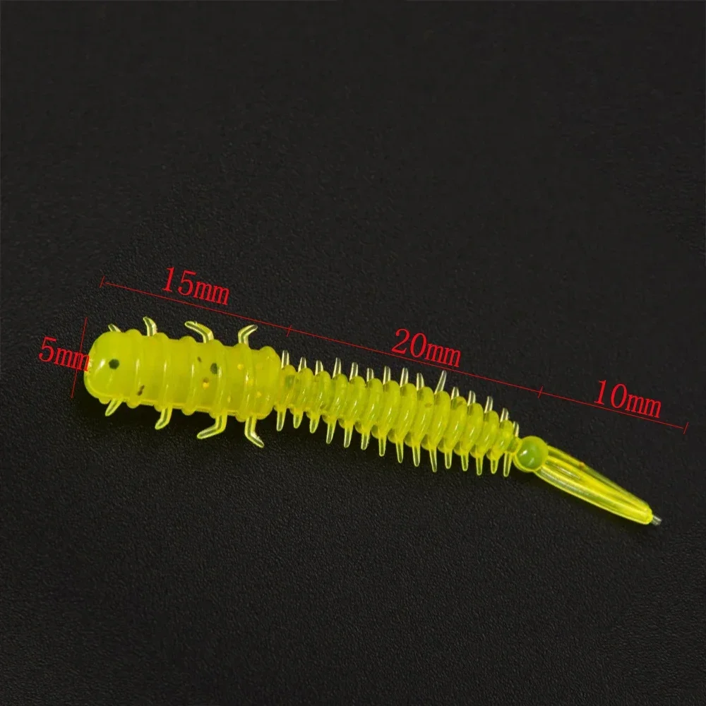 20 piezas larva señuelos blandos 45mm señuelos artificiales pesca gusano silicona lubina Lucio Minnow Swimbait Jigging cebos de plástico 0,4g - imagen 2