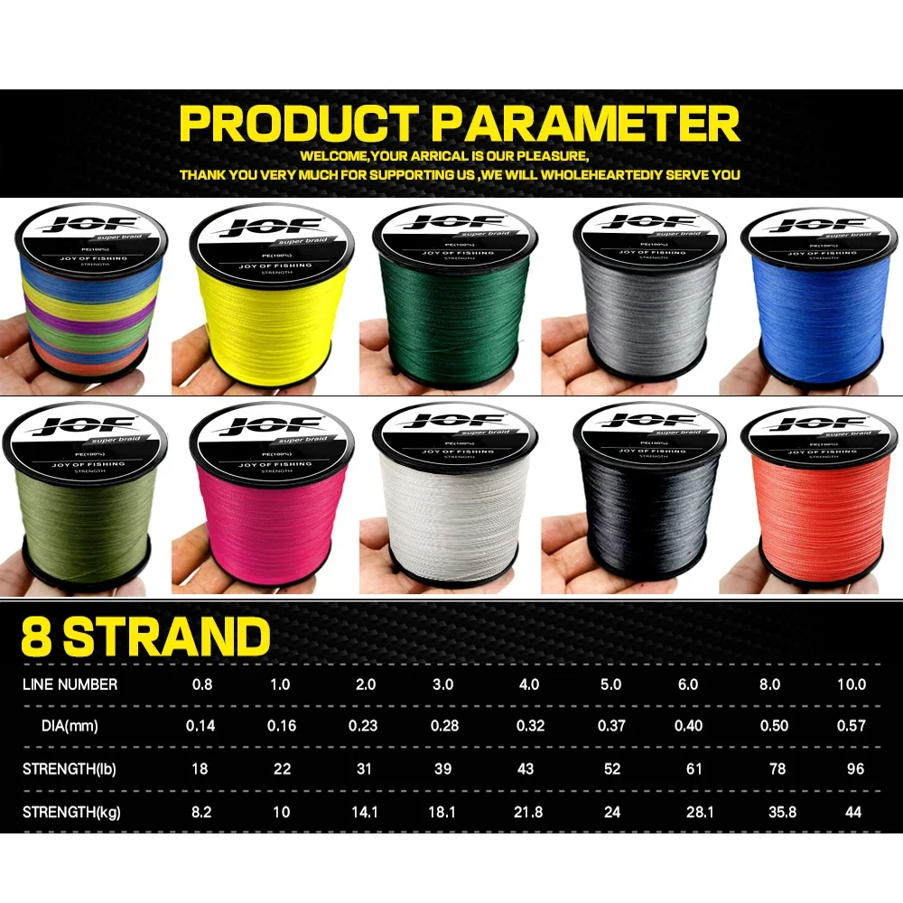 JOF-sedal de pesca trenzado X8 de 100-1000 metros, multifilamento japonés, tejido multicolor, Extreme 18-78lb, superfuerte - imagen 2