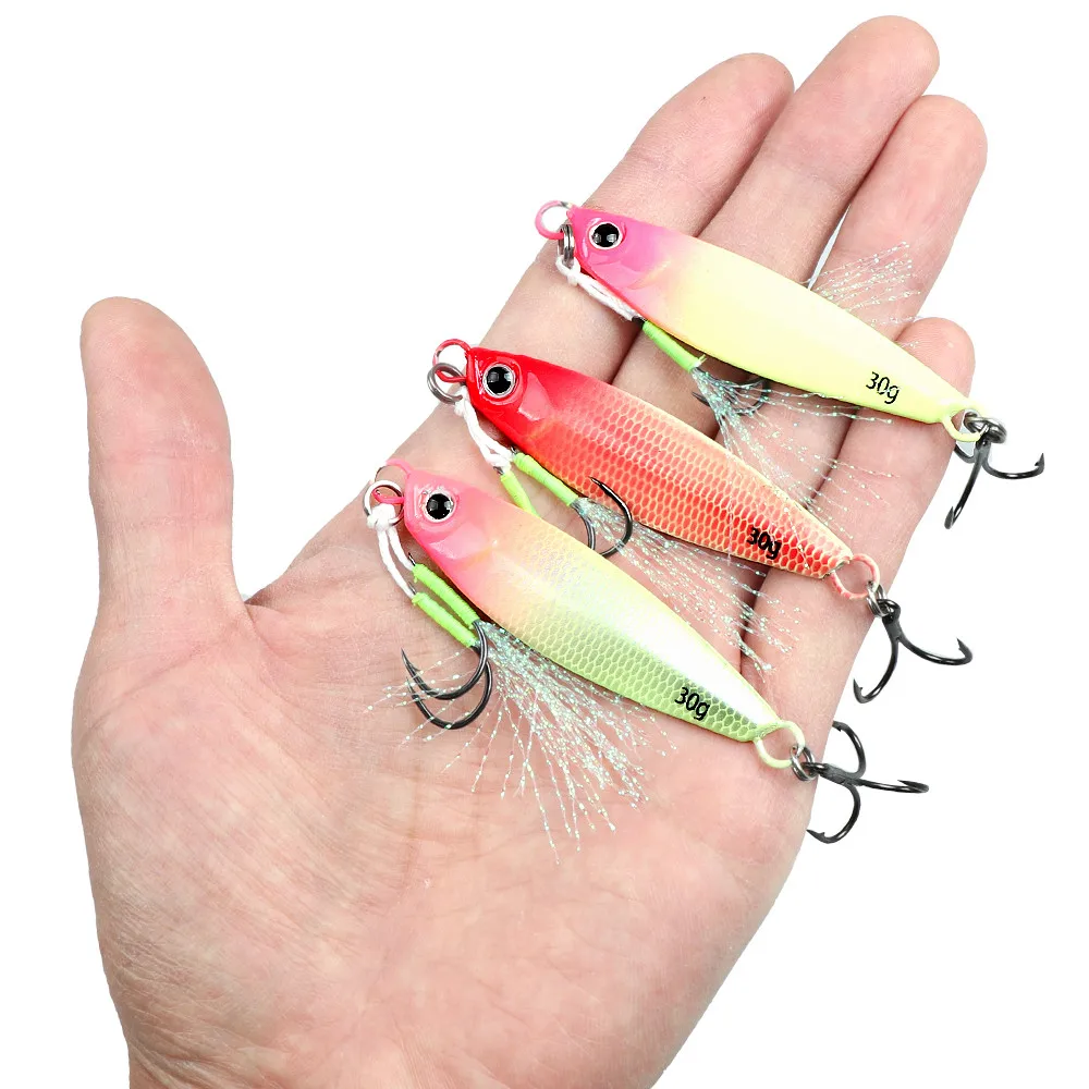 Nuevo anzuelo luminoso de pesca Jigging, cebo giratorio de 7g/10g/15g/20g/30g/40g, plantilla de Metal láser, cuchara, señuelo de pesca - imagen 4