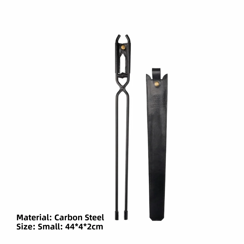 Pinzas gruesas para fuego de Picnic, pinzas de acero al carbono antiescaldaduras para acampar, pinzas para leña, pinzas portátiles ligeras para barbacoa y carbón para exteriores - imagen 2