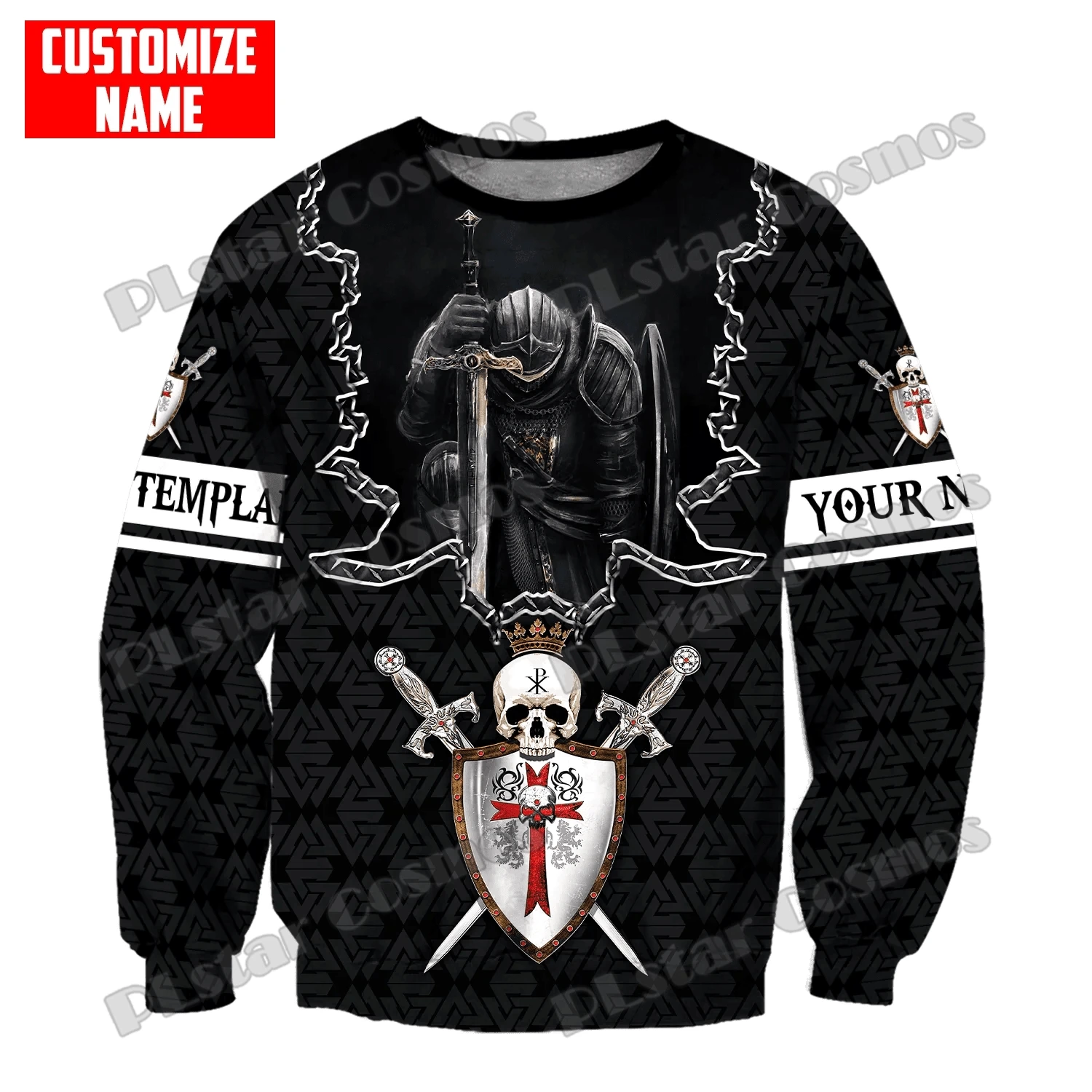 Sudadera Templario Cráneo 3D Personalizable con Cremallera - imagen 2