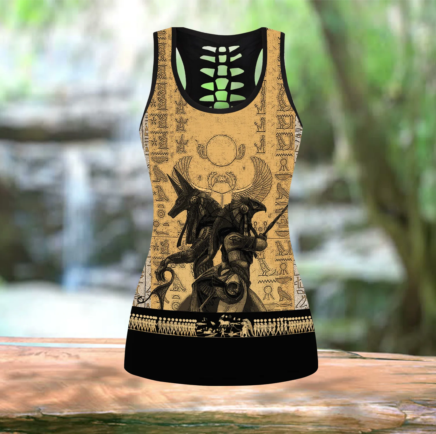 Conjunto yoga Egipcio mujer – Top sin mangas y leggings fitness - imagen 2