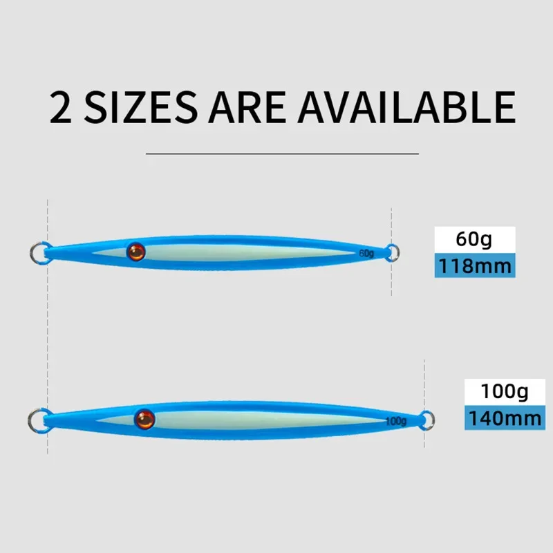 Barco luminoso largo para pesca en aguas profundas, 60g-100g, para peces de plomo en el mar, placa de hierro, cebo secundario falso - imagen 4