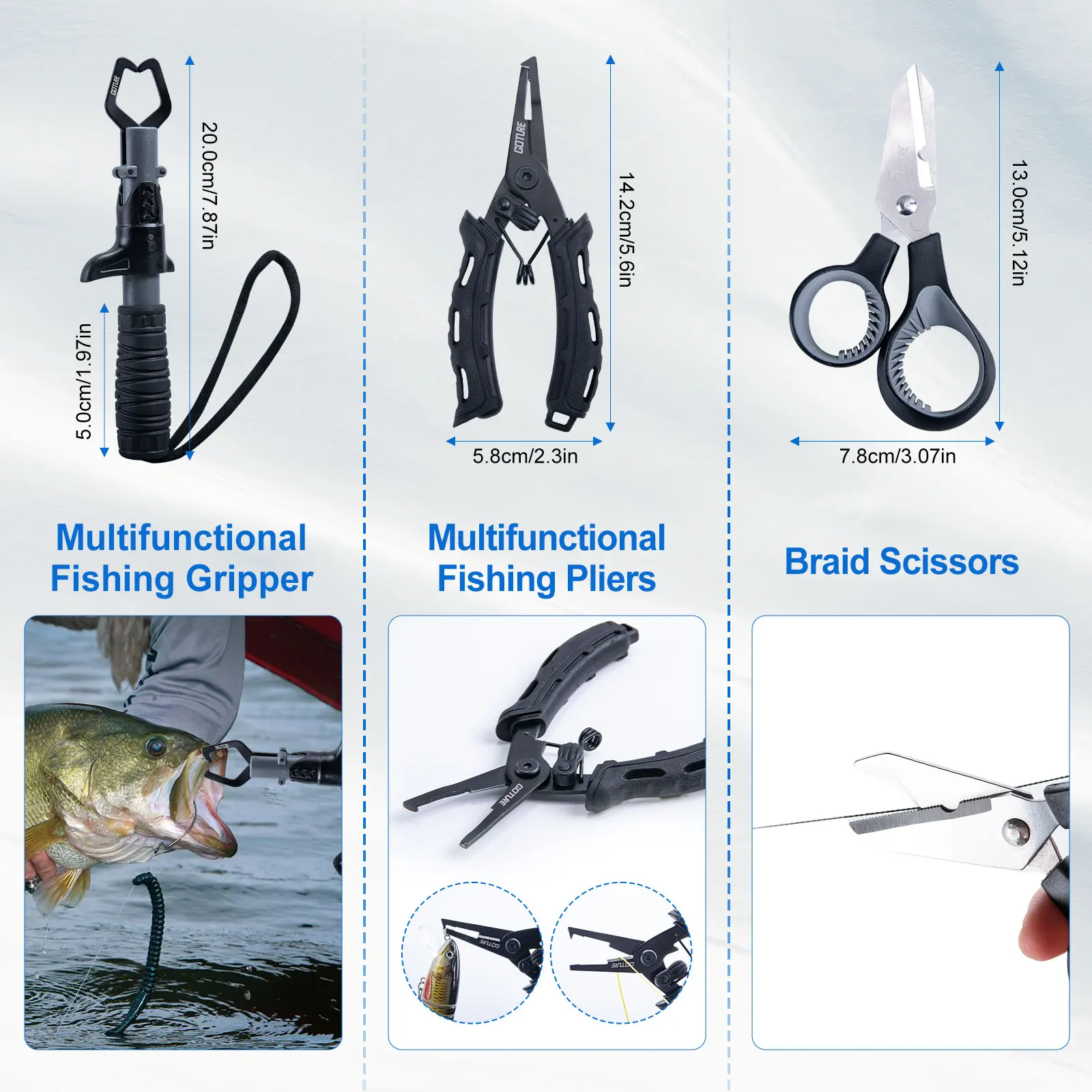 Juego de cañas de pescar Goture 1,9/2,1/2,3/2, 5/2,7 m varios tamaños, juego de cañas de pescar telescópica y carrete de pesca giratorio, bolsa impermeable