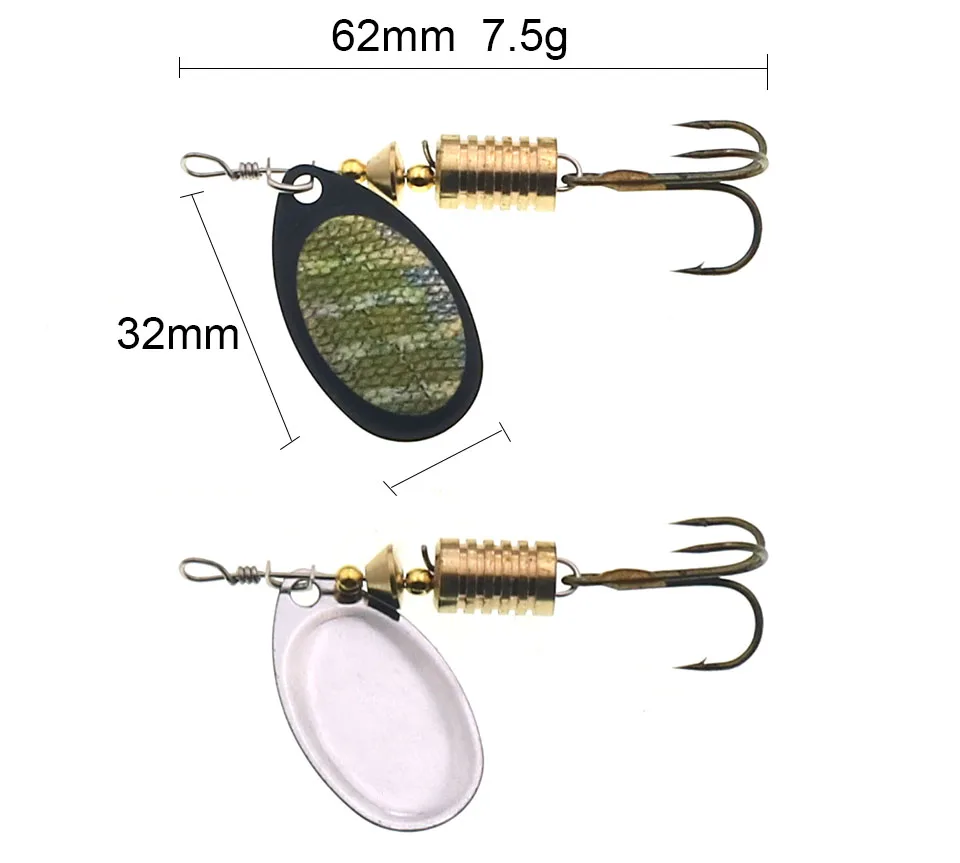 Spinner Bait 5,5 g cuchara señuelos Metal con anzuelos triples cebo de lubina artificial señuelo de pesca - imagen 5