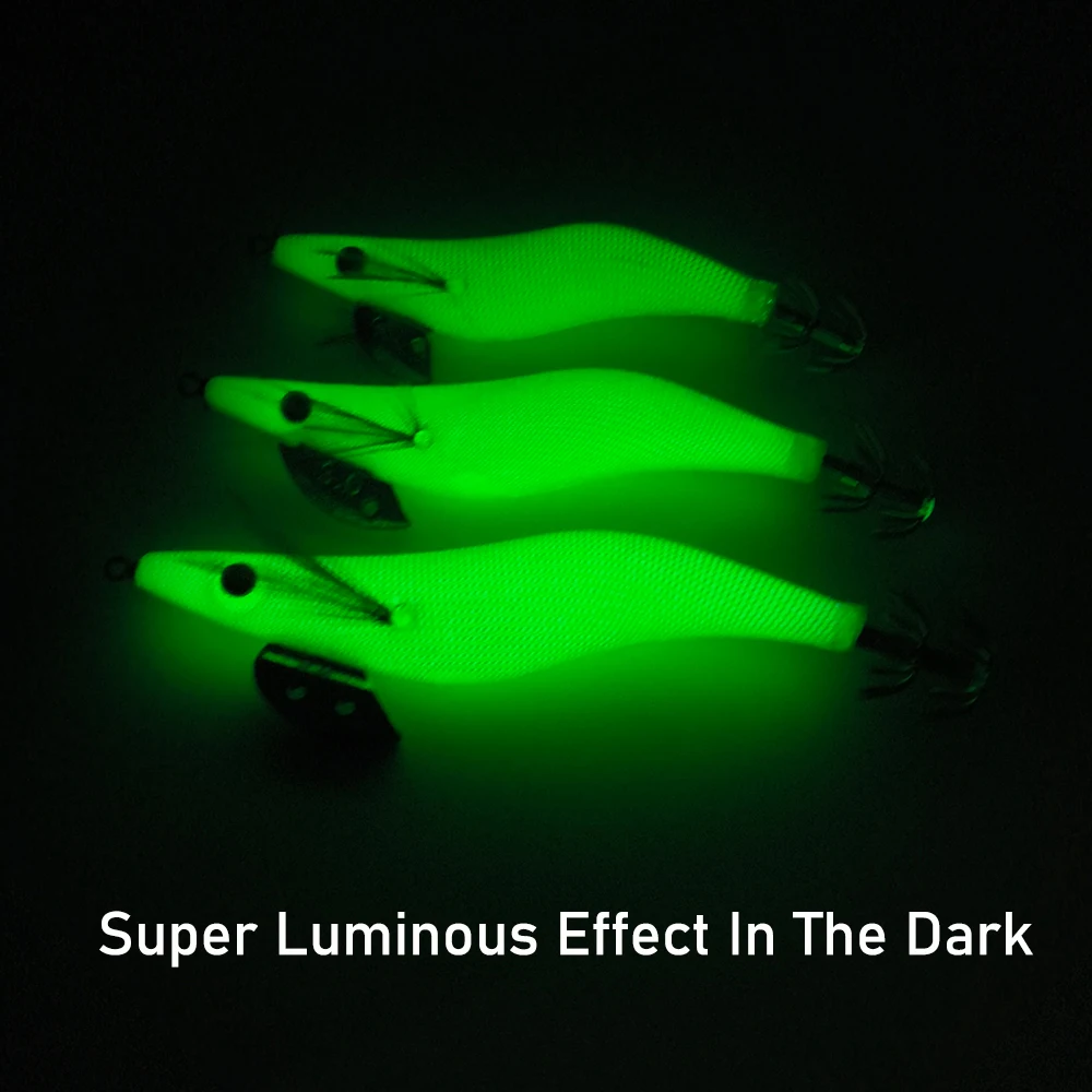 Ellllv 2 uds plantilla de calamar luminosa camarón brillante anzuelo de calamar señuelo de pesca de agua salada señuelo de curricán tamaño 2,5 # 3 # 3.5 # - imagen 5