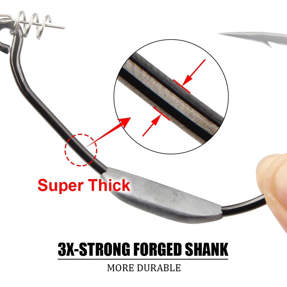 Anzuelos Spinpoler Raptor, cebo de natación pesado sin cuña, 5/0, 7/0, 10/0, espacio ancho para cebo blando, pesca en agua dulce y salada - imagen 4