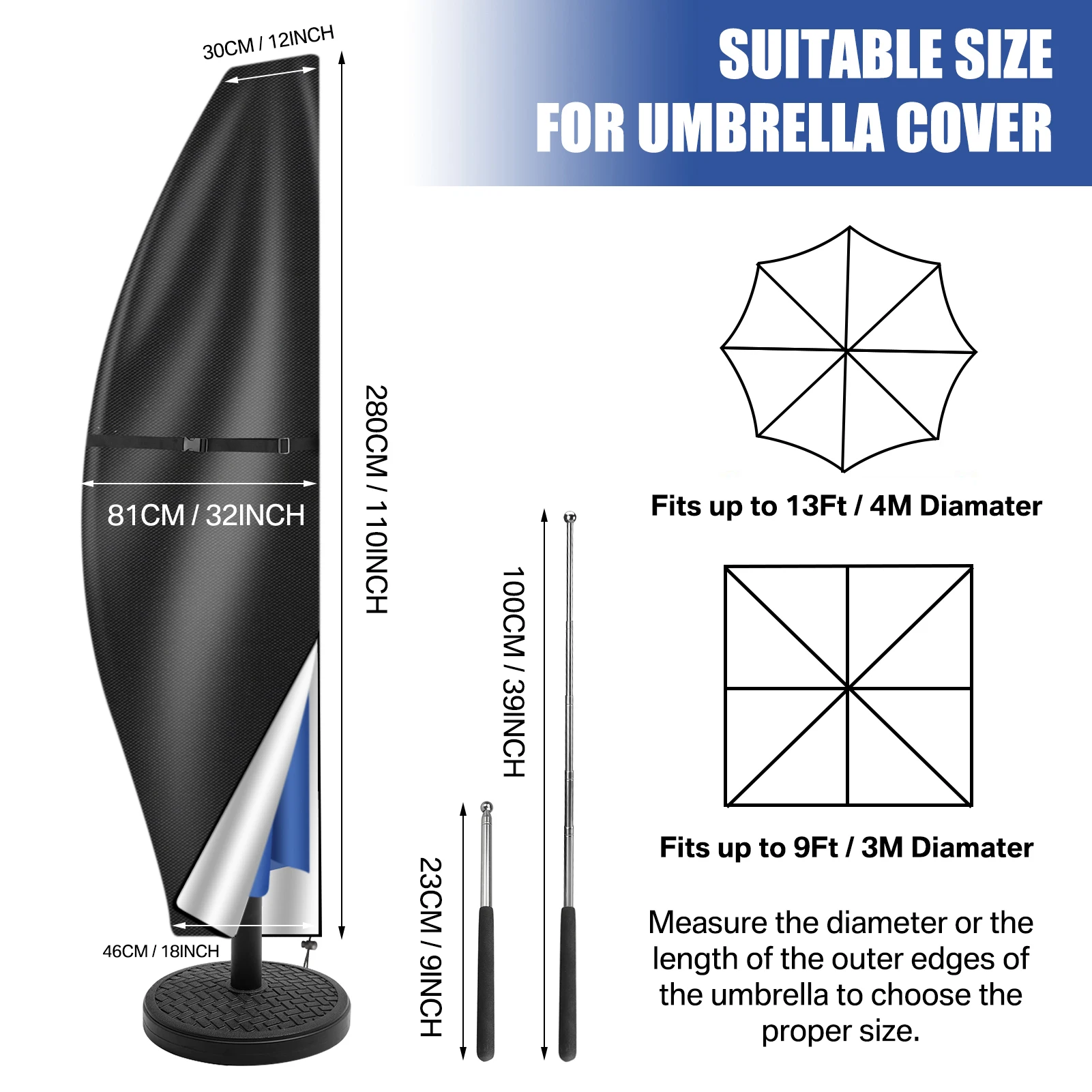 Funda impermeable para sombrilla de patio 170-240 cm – Protección - imagen 5