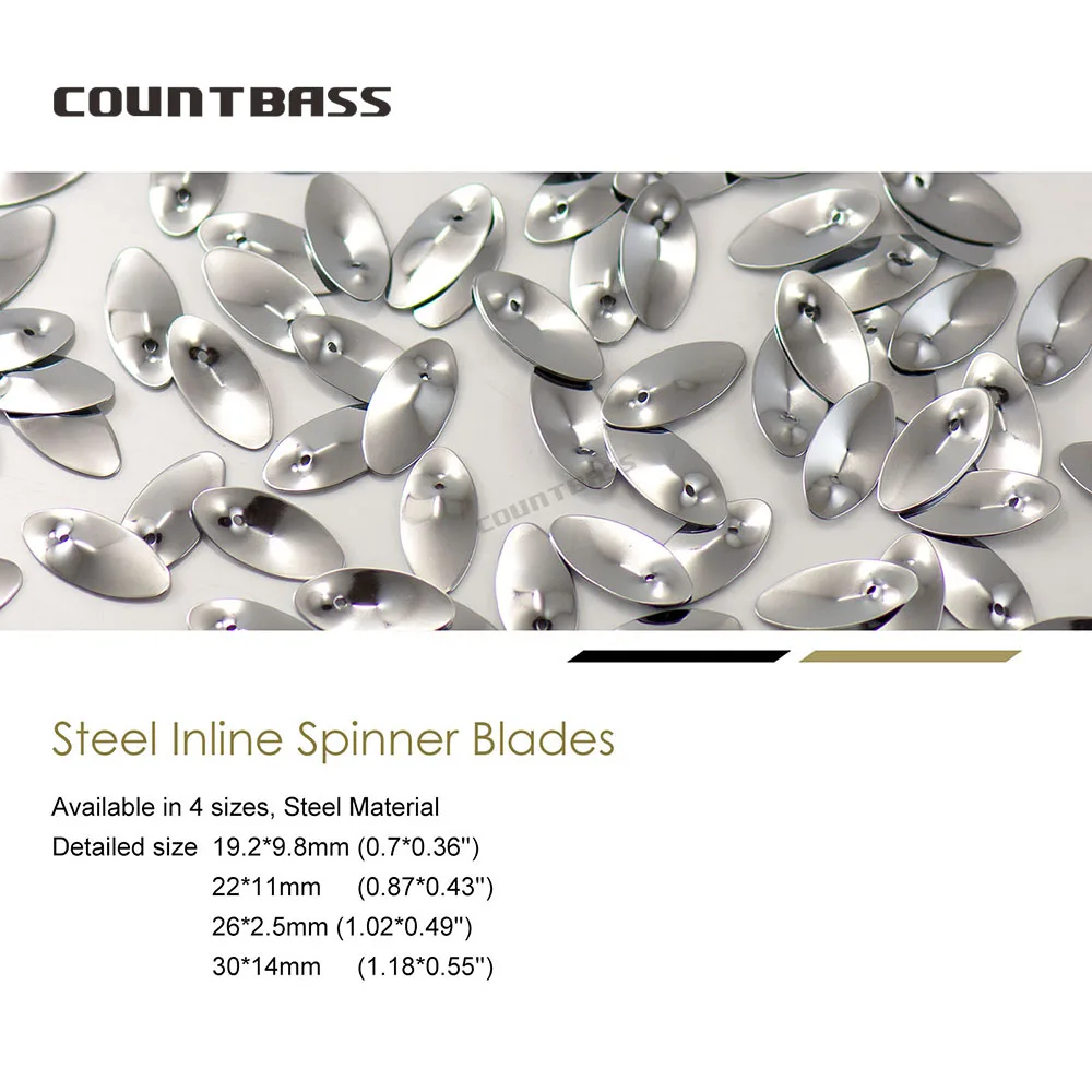 Countbass 50 Uds tamaño 1-4 cuchillas giratorias en línea de acero patrón suave níquel chapado en oro DIY Spinner Señuelos de pesca aparejos artesanales - imagen 3