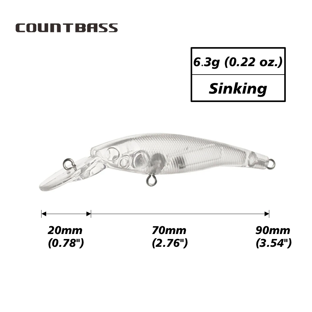 Countbass Wobbler Sinking 70mm – Señuelo Duro en Blanco para Pintar - imagen 2
