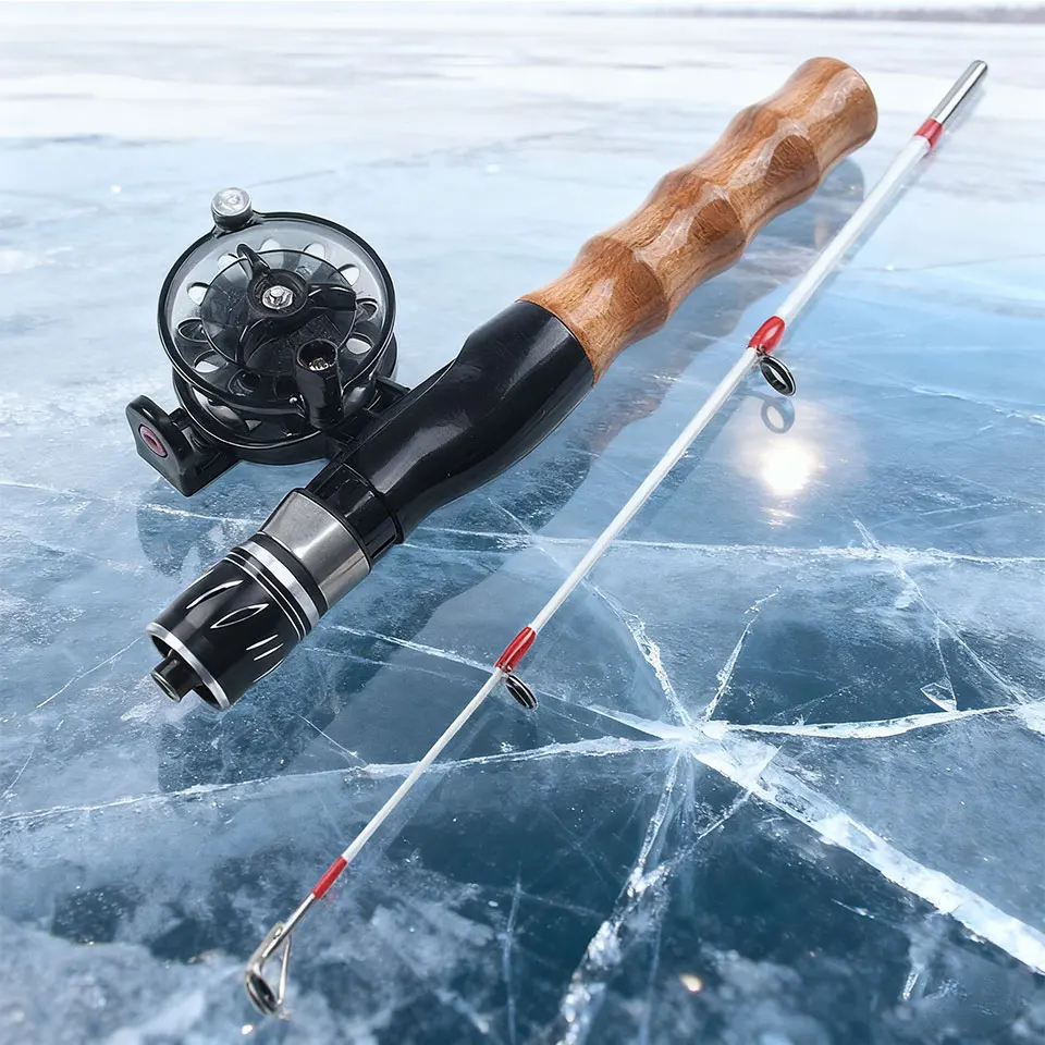 Juego de caña y carrete de pesca en hielo; la caña es compacta, ofrece excelente manejo y permite iniciar la pesca en cualquier momento. - imagen 3