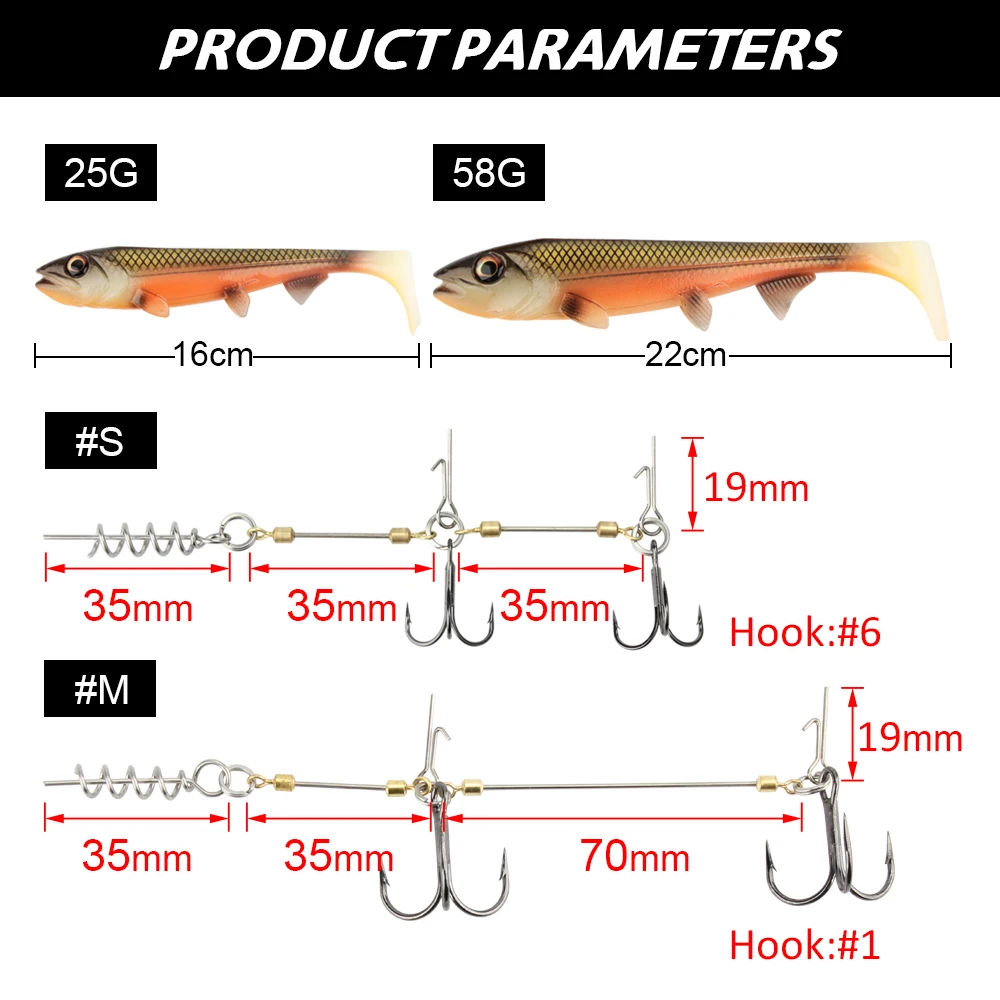 Señuelo de pesca suave Spinpoler con anzuelo de aparejo Stinger Shad Bait14cm/18cm cola de paleta cuadrada pez de goma de plástico realista para Lucio - imagen 4