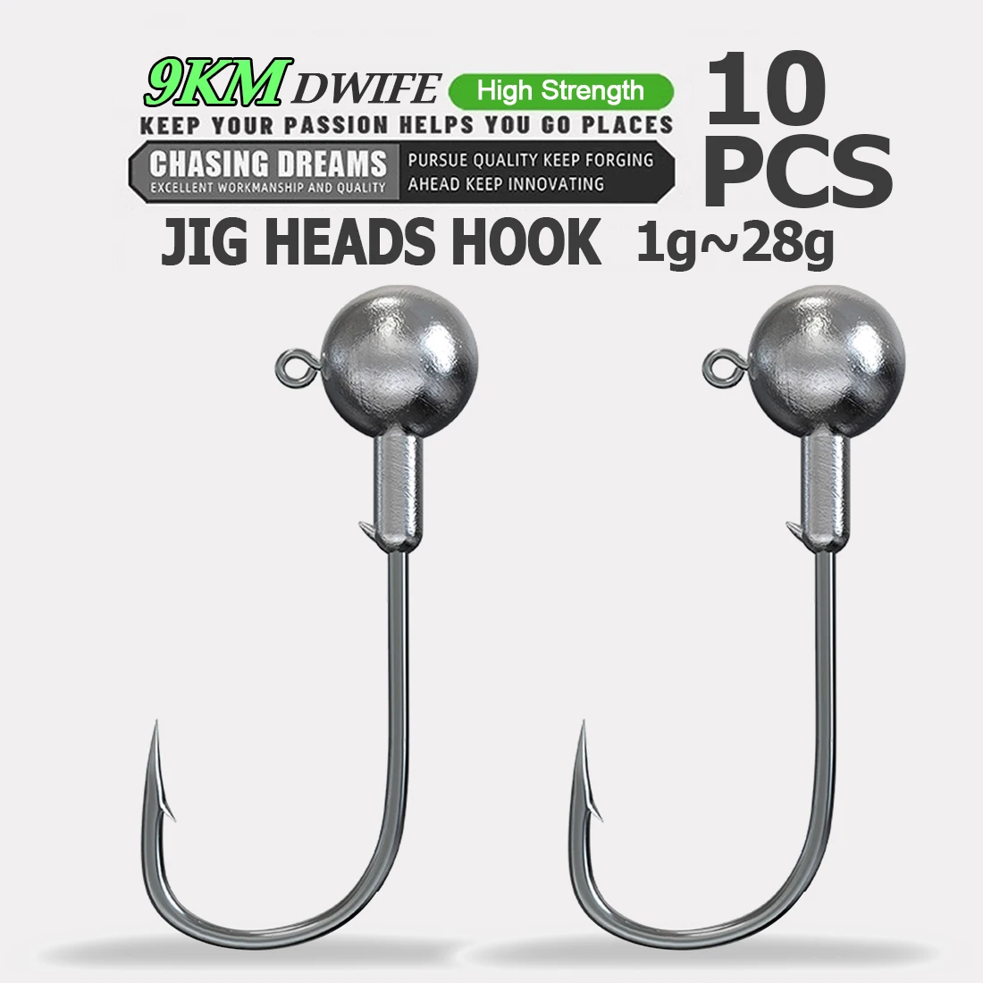 9KM 10 Uds anzuelo con cabeza de anzuelo de pesca 1g ~ 28g Rockfish de agua salada Ajing