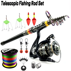 Caña de pescar giratoria, Kit de pesca portátil con carrete de arrastre máximo de 8kg, 1,8-3,6 M, 5,2: 1