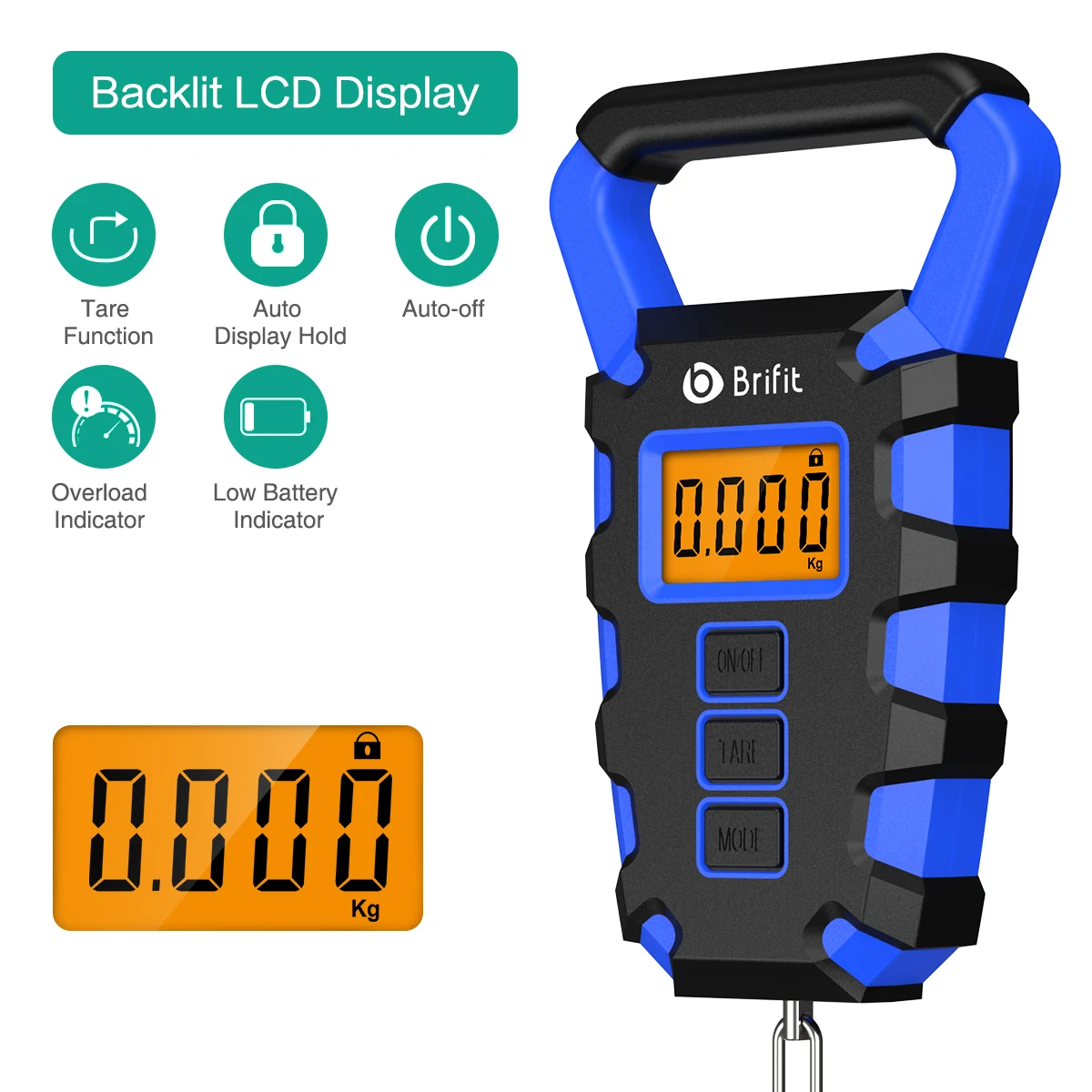 Báscula colgante digital 50 kg con regla y gancho para pescar - pantalla LED - imagen 4