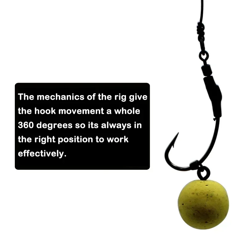 3 uds anzuelo de pesca de carpa recubierto de PTEF anzuelo de carpa con púas listo atado Spinner Ronnie Rig gancho enlaces pelo Combi Chod Rig 4 6 8 - imagen 4