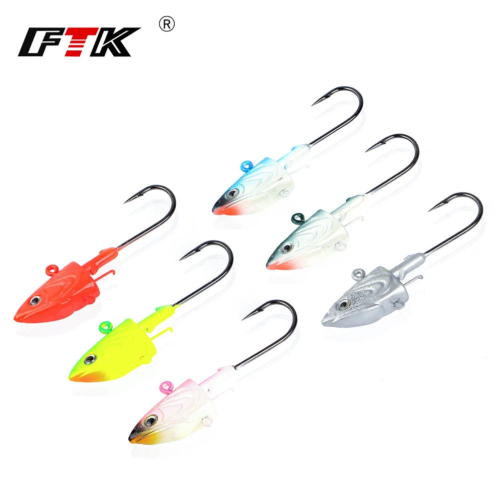 FTK 2 unids/lote 40g 55g 80g manivela anzuelo de cabeza anzuelo de pesca cabeza plantilla señuelo cebo duro anzuelo de gusano suave para pesca - imagen 5