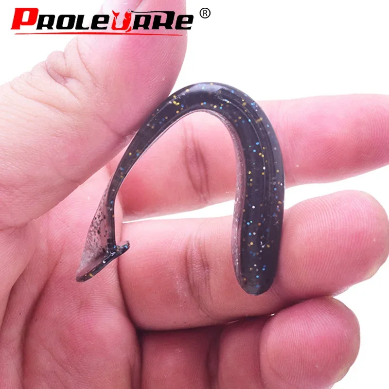 Señuelo suave de cola en T de silicona, 6 uds., 8cm, 3,5g, Jig Wobbler Swimbait, cebo de goma con olor a camarón artificial para pesca de trucha y lubina - imagen 4