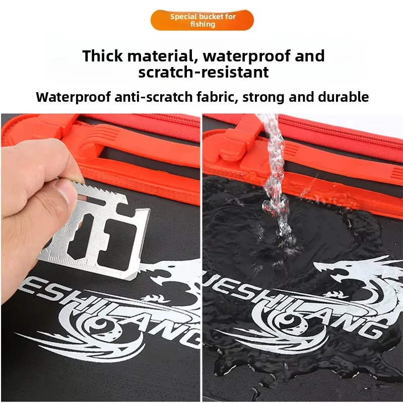 Cubo de pesca plegable y grueso, cubo para peces vivos sin bomba de oxígeno, tanque de agua portátil EVA, pesca al aire libre, caja para peces vivos - imagen 5