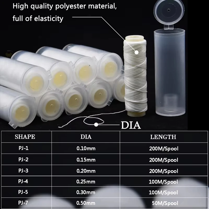 Carrete de hilo elástico de poliéster de alta resistencia, accesorios de pesca de mar, aparejos invisibles, línea de cebo de pesca, PJ1/2/3/4/5/7, 1 ud. - imagen 2