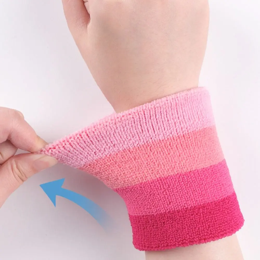 Muñequera deportiva colorida de poliéster, banda elástica transpirable para el sudor, toalla, 2 unids/lote por par - imagen 2