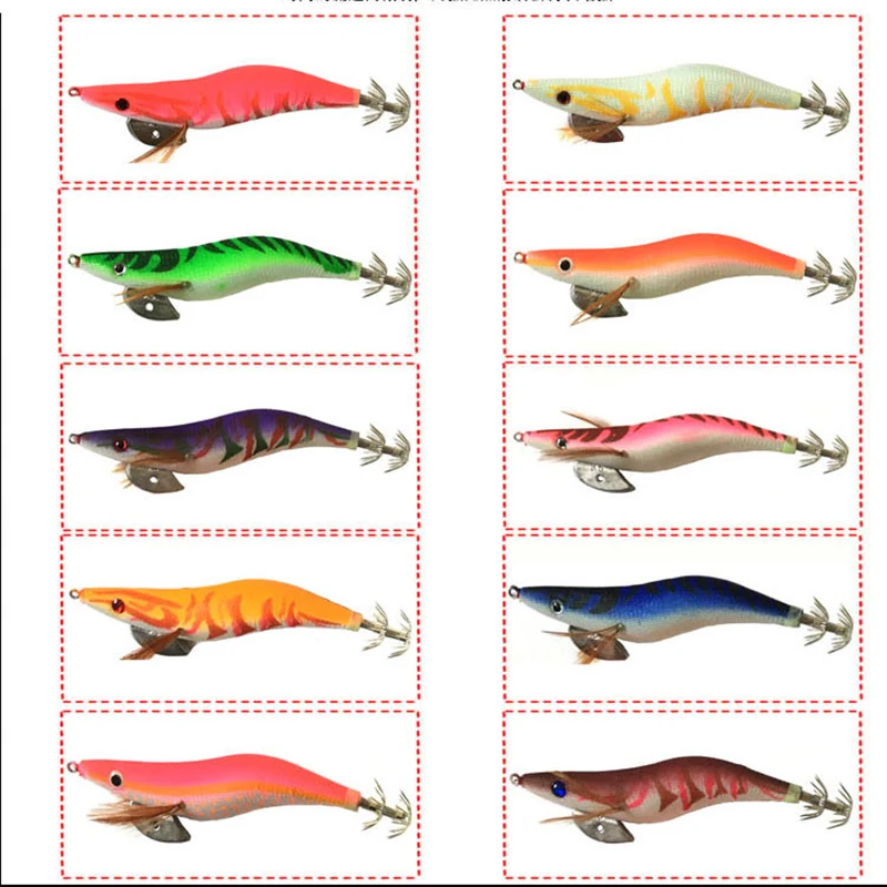 10 Uds. Cebo de pesca de calamar, anzuelo de gamba, ojos 3D, pulpo luminoso, plantilla de plomo, señuelos, sepia 3,5 #   19,5g - imagen 3