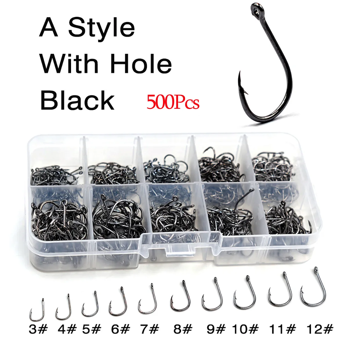 MNFT 500 Uds juego de anzuelos de pesca anzuelos de púas de acero rico en carbono para agua salada equipo de pesca de agua dulce accesorios de pesca - imagen 2