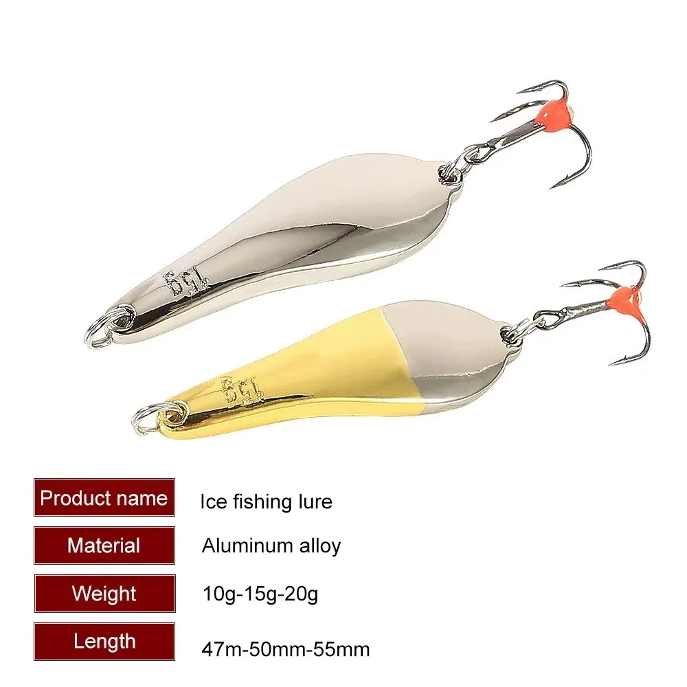 Señuelo de pesca en hielo de Metal, cuchara con anzuelo triple, equilibradores de invierno, cebo Artificial, plantilla dura, Wobblers, Lucio, 10g, 15g, 20g - imagen 3