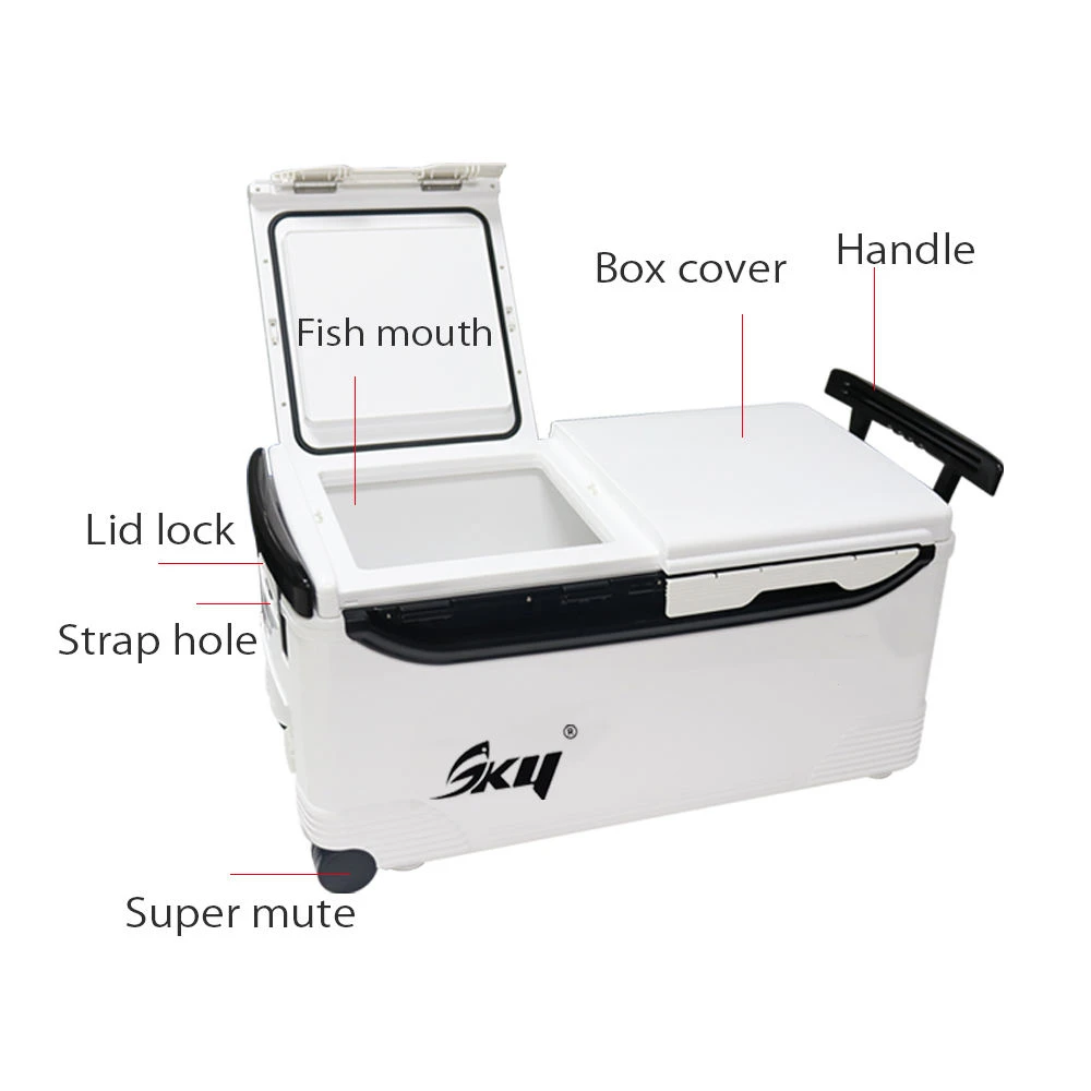 Caja de aparejos de pesca de 45L, diseño de barra telescópica de gran capacidad con rueda que mantiene la temperatura, estuche de almacenamiento de accesorios de pesca - imagen 2