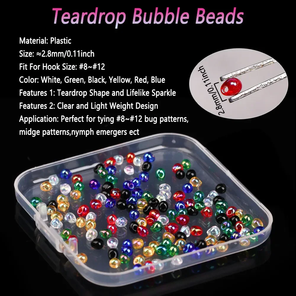 Bimoo 100 Uds 2,8mm/0,11 pulgadas cuentas de burbujas de lágrima de plástico Material para atar moscas cuentas transparentes para atar # 8~ # 12 Bug Midge Ninfa Emeger - imagen 3