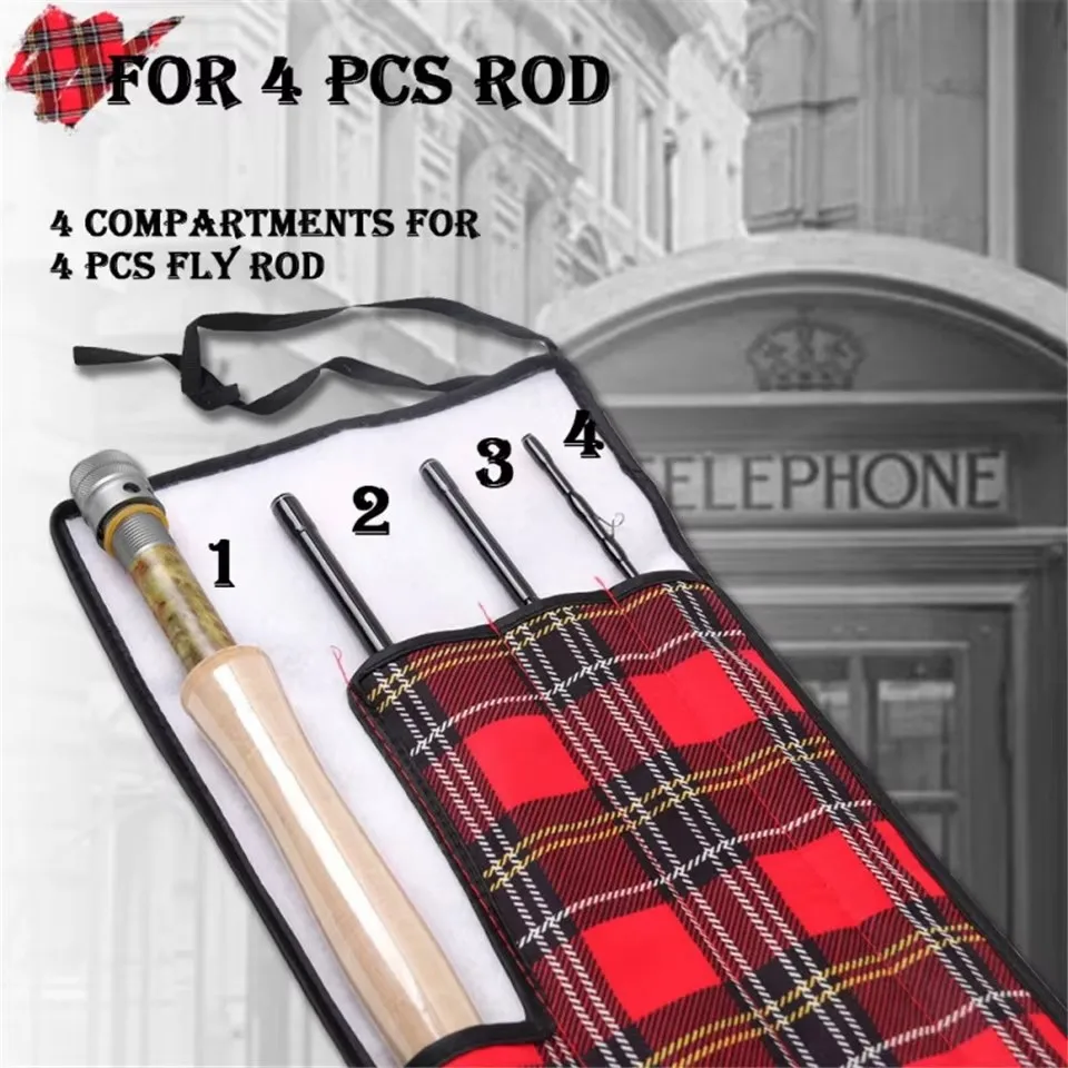 Maximumcatch-bolsa para caña de pescar con estampado clásico, funda de calcetín de tela de algodón para funda protectora para caña de pescar de 9 pies y 4 piezas - imagen 5